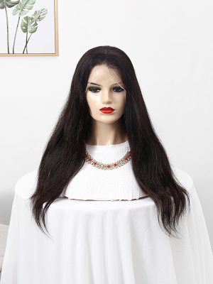 w100human hairBlack brown long lace wig