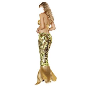HC0023Gold Glitzy Mermaid Fancy Dress Costume Slimming Dress for Women Adult Dance Party Performance Costumes
