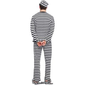 HC0027Male Runaway Prisoner Fancy Dress Costume Cosplay Stage Performance, male Party Costume