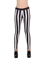 HC00104  Women's Black and White Striped Leggings