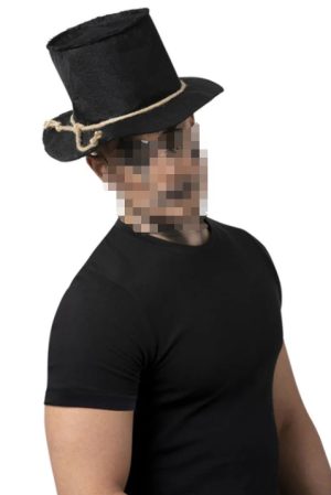 HT047 Burlap Scarecrow Top Hat, Black Cotton Rope Cowboy Hat, square Scarf, Cat, Dog, Party, Festival Hat