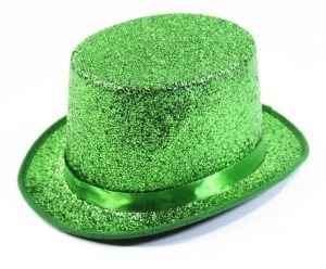 HT055 St Patricks Day Irish Emerald Green Glitzy Top Hat Shining Performance Rain Cap Tall Hat Jazz Hat