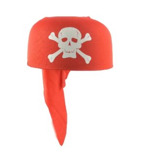 HT054 Pirate Skull and Crossbones Bandana Hat Red  Captain Chang's Children's Halloween Skull Hat