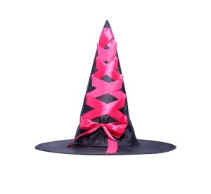 HT122 Bewitching pink Witches Pointed Hat With Purple Ribbon Halloween Fancy Dress Accessory Oxford Cloth Witch's Hat