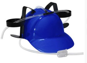 HT129 Fun Drinking Party Helmet Blue Plastic Lazy Beer Hat Helmet with Hose Cup Holder and Valve, a Must-have for Parties and KTV