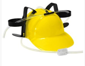 HT130 Fun Drinking Party Helmet yellow Plastic Lazy Beer Hat Helmet with Hose Cup Holder and Valve, a Must-have for Parties and KTV