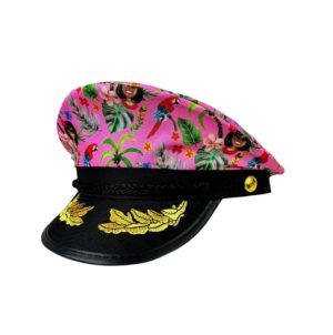 HT136 Captain Party Hats for Hen, Stag & Festival Fun -Pink Hawaiian Tropical Vibes