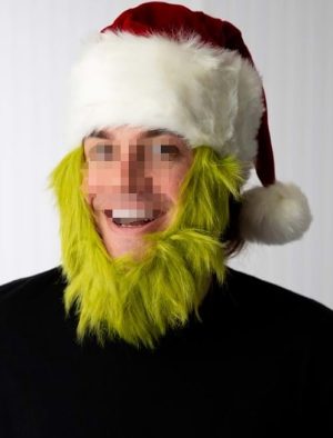 HC0123 Grinch Costume Hat with Fur Beard