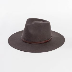 HT292 Fashion Casual Brown Leather Belt Felt Wide-brimmed Jazz Hat Outdoor Fedora Wool Felt Hat