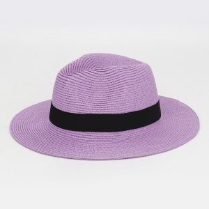 HT278 Summer foldable wide-brimmed raffia Panama straw hat with square buckle, sun protection hat for outdoor wear, breathable and UV-protective hat