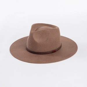 HT294 Fashion Casual Brown Leather Belt Felt Wide-brimmed Jazz Hat Outdoor Fedora Wool Felt Hat