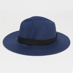 HT282 Summer foldable wide-brimmed raffia Panama straw hat with square buckle, sun protection hat for outdoor wear, breathable and UV-protective hat