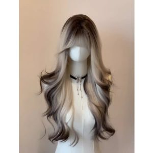 LA0047 A full-length daily wig for women in summer with a gradient top and Parisian painting and dyeing, featuring long curly hair
