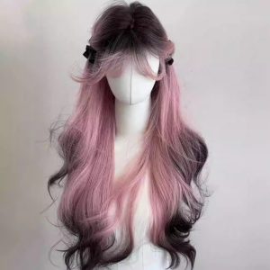 LA0048 A full-length daily wig for women in summer with a gradient top and Parisian painting and dyeing, featuring long curly hair