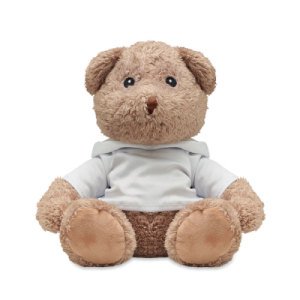AM0029 TEDDY BEAR PLUSH in White. Large Teddy Bear Wearing a Hooded Hoody Sweater.