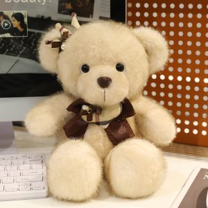 AM0060 New Maillard color series crown style teddy bear plush toy, cute teddy bear doll, birthday gift, companion doll