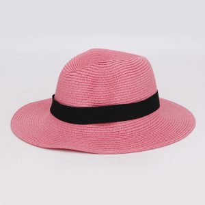HT272 Summer foldable wide-brimmed raffia Panama straw hat with square buckle, sun protection hat for outdoor wear, breathable and UV-protective hat