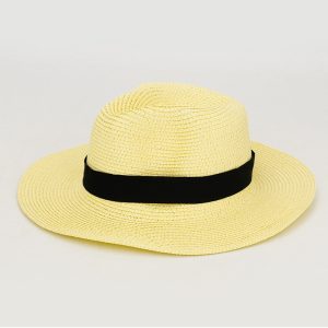 HT273 Summer foldable wide-brimmed raffia Panama straw hat with square buckle, sun protection hat for outdoor wear, breathable and UV-protective hat