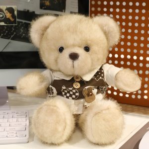 AM0058New Maillard color shirt style teddy bear plush toy, cute teddy bear doll birthday gift companion doll