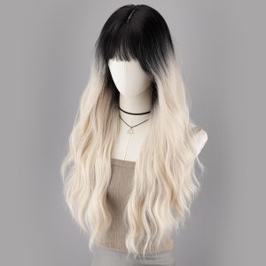 LA0039 A new versatile and fashionable full-length wig for women with curly hair in a light gold linen color