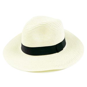 HT270 Summer foldable wide-brimmed raffia Panama straw hat with square buckle, sun protection hat for outdoor wear, breathable and UV-protective hat