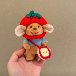 AM00127 Cute red tomato headgear pendant, couple bag, keychain pendant, kangaroo doll, plush toy, 11cm