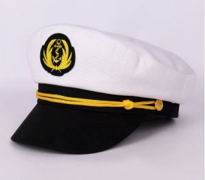HT163 Sea Captain's Cap Embroidered Labels, Festive Party, Performance Hat Event, Embroidered Ship Anchor, Wheat Ears, Captain Hat
