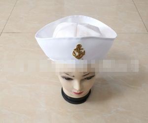 HT165 Sailor's Anchor White Cap Christmas White logo Striped Navy Sailor-style Casual Hat