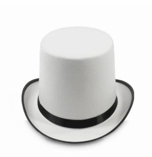 HT170 Gentleman's Felt Top Hat in White White Magician's Hat Magic Cap Lincoln Top Hat