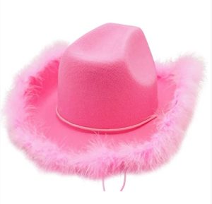 HT200 Western Style Cowboy & Cowgirl Hats - Feather Trim Customized Silver Wire Feather-edge Western Cowboy Hat for Men