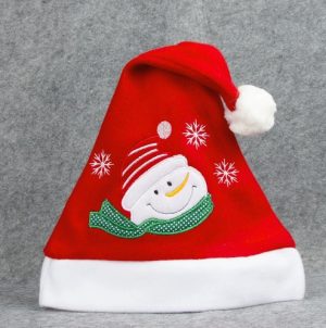 HT231 Embroidered Snowman Face Christmas Hat Felt Embroidered Adult High-end Christmas Hat