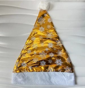 HT235 Shiny Gold Christmas Santa Hat With Stars Birth Decoration Items, Dance Party Supplies