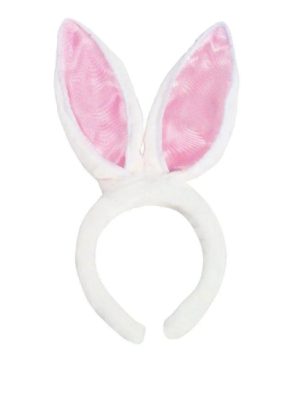 HT348 Easter pink plush rabbit ears light-up headband for children's festival performance toy