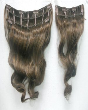 WA013 One-piece synthetic fiber wig hair piece, curly hair, mixed color, gradient color, clip-on hair