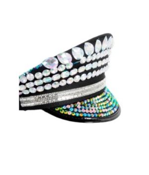 HT399 Double-sided Rhinestone Cross-border Festival Performance Colorful Water Crystal Rivet Ballroom Party Fashion Navy Cap