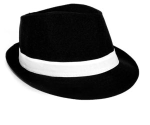 HT402 Adult black and white lined felt hat for jazz performances in Shanghai Beach. Black jazz hat. Non-woven fabric.