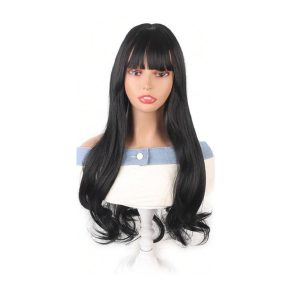 LA0064 natural and realistic wig for women with long hair, straight bangs and big waves, full head set, European and American style casual and fashionable wig head set