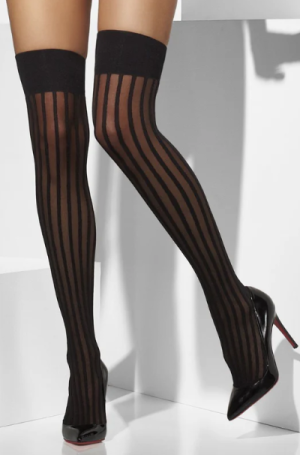 CA009 Black with Vertical Stripes High-elasticity long stockings